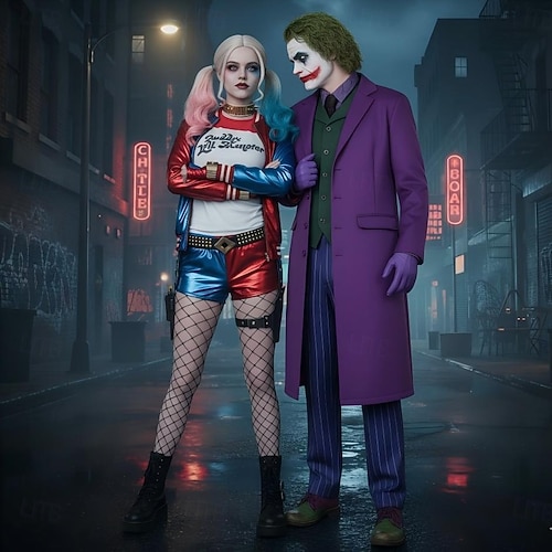  Harley Quinn Joker Colegiul de suicide Ținute Costume de cuplu de grup de Halloween Rochie Elegantă Costum sexy Film Cosplay for Pentru femei Fete Pentru copii Adulți Halloween Zuia Copiilor