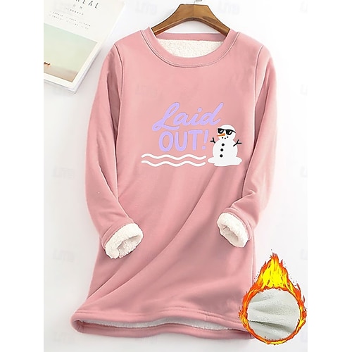  Femmes Sweatshirt Pull Pull Sweat-shirts Lettre Chaud Streetwear Occasionnel manche longue Col ras du cou Hauts Longs Maison Tenue Quotidienne Occasionnel Imprimé Jaune Rose Claire Gris Automne Hiver