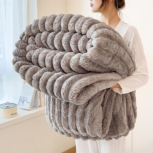Coperta In Peluche A Forma Di Coniglio – Super Morbida In Flanella, 160x200 Cm | Perfetta Per Divano, Letto, Ufficio E Serate All'Aperto, Beige