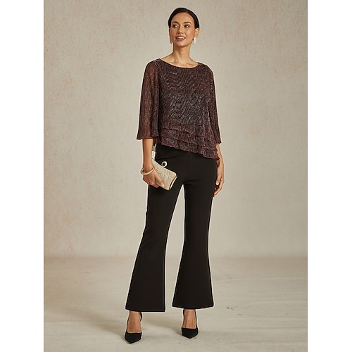 Femmes Chemisier Hauts Élégants Hauts fluides Hauts en mousseline de soie Élégant ancien Occasionnel Manche 3/4 Col ras du cou Col Bateau Travail Quotidien Tenues pour un rendez-vous galant  Femmes Chemisier Hauts Élégants Hauts fluides Hauts en mousseline de soie Élégant ancien Occasionnel Manche 3/4 Col ras du cou Col Bateau Travail Quotidien Tenues pour un rendez-vous galant