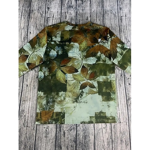  Femmes T-shirt Graphique Plantes ancien Élégant Classique manche longue Col ras du cou Col rond Hauts Réguliers Quotidien Imprimé Orange Vert Blanc Ecru Printemps Automne Hiver