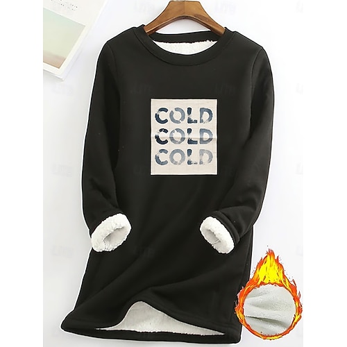  Pull femme sweat graphique lettre chaud décontracté duveteux manches longues col rond long hauts street casual rose clair noir rose foncé bleu printemps automne hiver