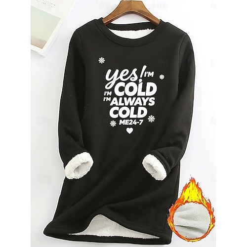  Pull femme sweat graphique lettre chaud décontracté duveteux manches longues col rond long hauts street casual rose clair noir rose foncé bleu printemps automne hiver