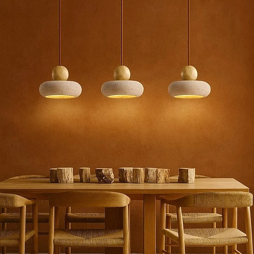 Nordic Natural Stone Shade Pendant Lights, Hourglass Travertine Mid Century Single Head Pendant Lamp, Japanese Wabi-Sabi Kitchen Island Sink Chandelier for Living Room Bedroom Bedside Table Office