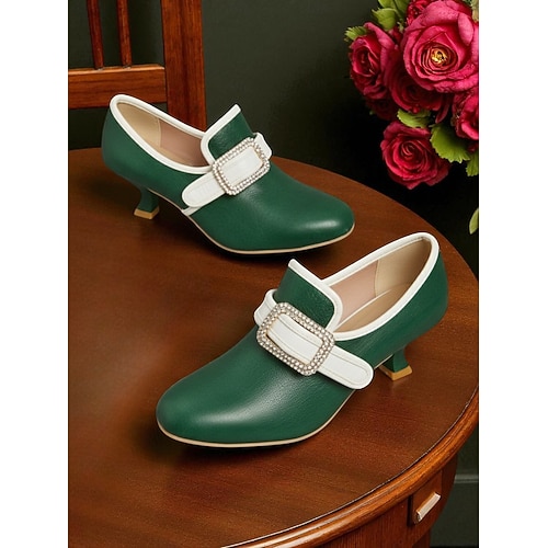  Naisten vihreät 1920-luvun vintage-tyyliset matalakorkoiset avokkaat strassikivisoljella – retrotyyliset edvardiaaniset juhlakengät Gatsby-juhliin, cosplayhin ja virallisiin tilaisuuksiin
