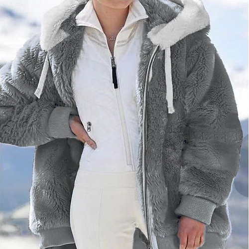  Dam Fleece-jacka Vardaglig jacka Hoodiejacka Bekväm Andningsfunktion Dragkedja Ficka Ledigt Ensfärgat Semester Gata Ledigt Dagliga kläder Dragkedja Normal Huva Normal Långärmad Ytterkläder Svart Vit