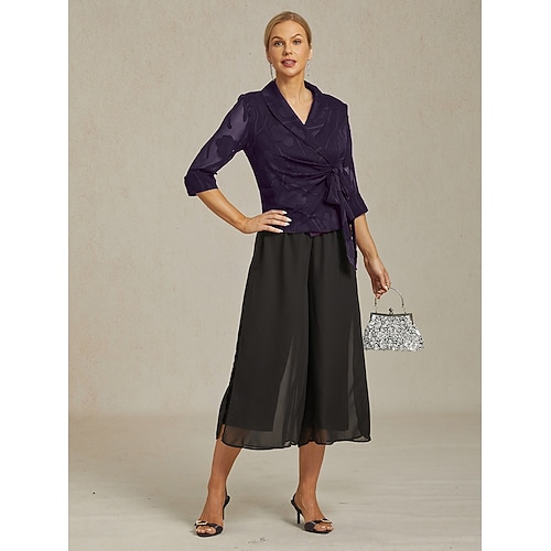  Pentru femei Blazer Ușor Dantelă Nodul cravatei Tunica imbracata Asimetric Elegant Stilat Floral Invitat la nunta Muncă Zilnic Deschis frontal Regulat În V Fit regulat Lungime Manșon 3/4 Îmbrăcăminte