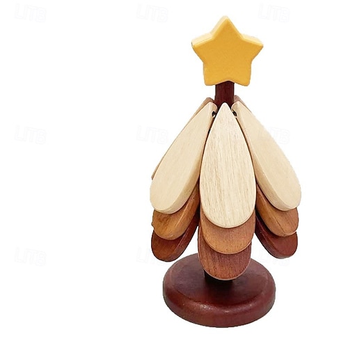  Dessous de verre en bois résistant à la chaleur pour sapin de Noël, sets de table créatifs en forme d'arbre pour la cuisine et la salle à manger, adaptés aux bols, théières, plateaux à boissons,