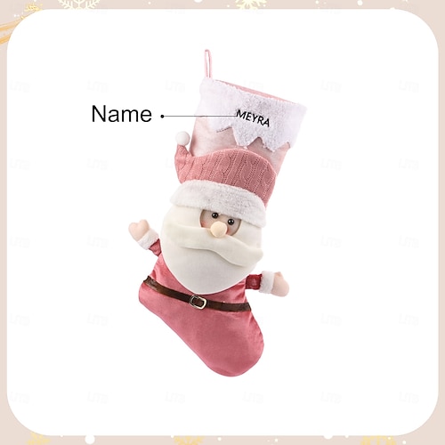  Meia de Natal personalizada com nome do Papai Noel, grande sacola de presente para festas de Natal, decoração perfeita para o Natal &celebrações de ano novo