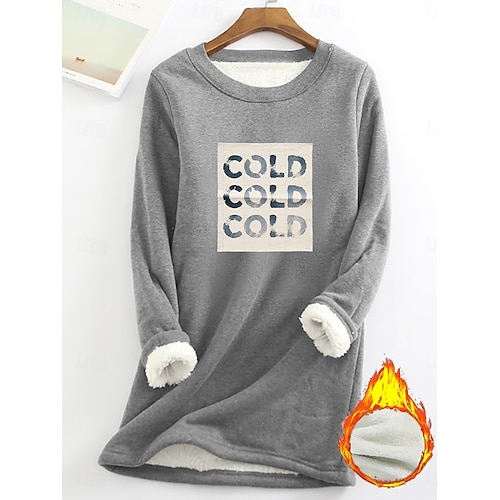  Pull femme sweat graphique lettre chaud décontracté duveteux manches longues col rond long hauts street casual rose clair noir rose foncé bleu printemps automne hiver