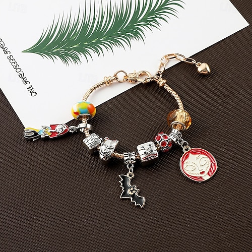  Halloween Advent Calendar Halloween Treasures Charm Bracelet 24 Days DIY Jewelry Making Kit with 20 Charm Beads and 3 Adjustable Bracelets, Xmas Countdown Gift for Kids Teens Women