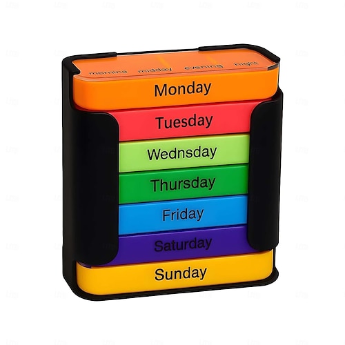  7 päivän suurikapasiteettinen kannettava pillerijärjestäjä vedenpitävä lääkejärjestäjä pinottavat pillerikotelot, joissa on 4 lokeroa päivässä matkaystävällinen ikääntyneille sopiva pillerikotelo