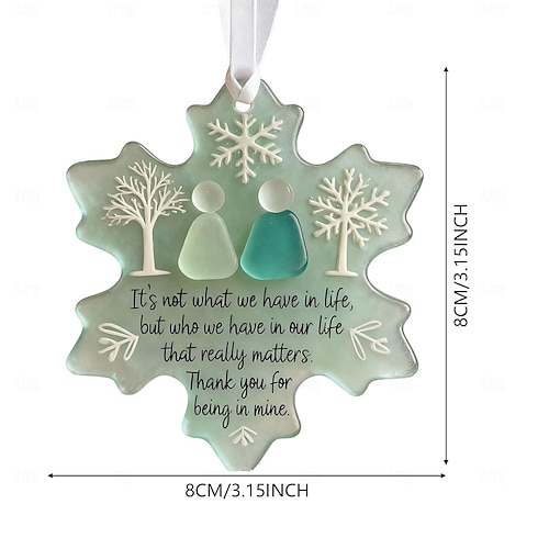  Snowflake Shaped Acrylic Snowflake Sea Glass Friendship Christmas Ornament Unique Friendship Keepsake Coastal Winter Xmas Tree Decoration Ideal Gifts for Best Friends