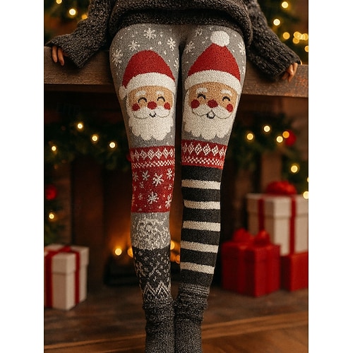  Femmes Leggings Vacances ancien Style Ethnique Longueur complète Taille hautePantsNoël Graphique Bonhomme de neige Motif de flocon de neige Impression 3D Séchage Rapide Respirabilité Doux Élastique