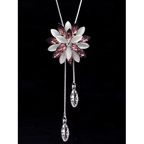  Snøfnugg-anhengskjede til dame – elegante lange smykker med krystalldetaljer for damer, vintermote og julegave