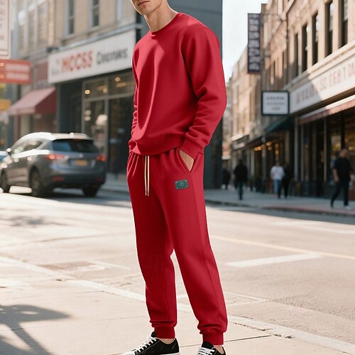 Men's Sweatshirt Tracksuit Outfit Set Crew Neck Outdoor Daily