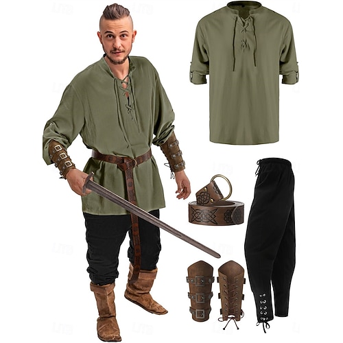  páry retro vintage středověké renesanční oblečení halloween skupina páry kostýmy pirát viking ranger vikingové: valhalla pánské dámské halloween karneval představení larp