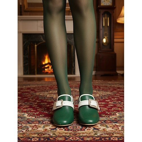  Naisten vihreät 1920-luvun vintage-tyyliset matalakorkoiset avokkaat strassikivisoljella – retrotyyliset edvardiaaniset juhlakengät Gatsby-juhliin, cosplayhin ja virallisiin tilaisuuksiin