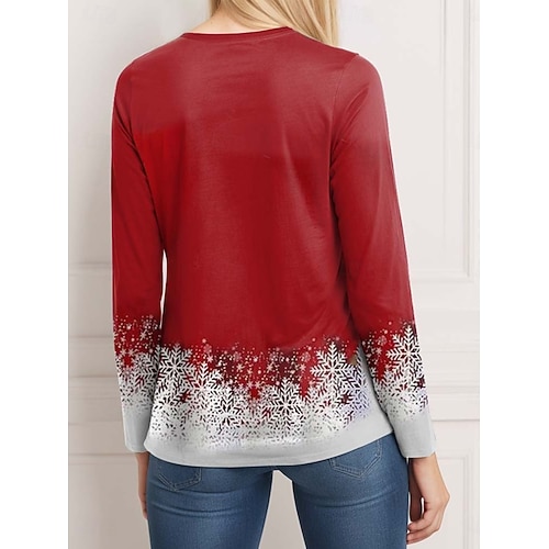  Tricou pentru femei Grafic Vintage Modă Elegant Mâneci lungi Gât rotund Tops obișnuite Print zilnic Weekend Alb Roșu Albastru Primăvară Toamnă Iarnă