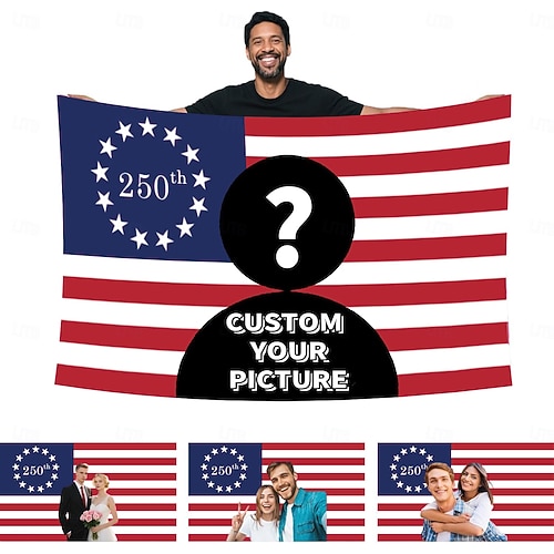 Индивидуальный постер с изображением американского флага к 250-летию с фотографией. Создайте свой собственный дизайн для декора, клубов, концертов, баров, общежитий, гостиных, спален.