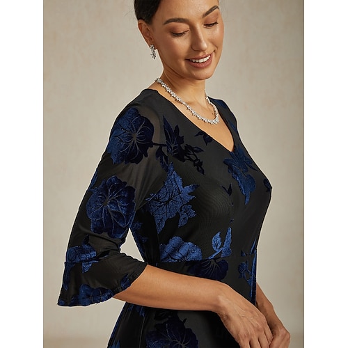 Sukienka midi z weluru dla kobiet sukienka w kształcie litery A elegancka na urodziny na koktajlową imprezę dla gościa weselnego welurowa codzienna regularny krój kwiatowa pół rękaw dekolt w  Sukienka midi z weluru dla kobiet sukienka w kształcie litery A elegancka na urodziny na koktajlową imprezę dla gościa weselnego welurowa codzienna regularny krój kwiatowa pół rękaw dekolt w