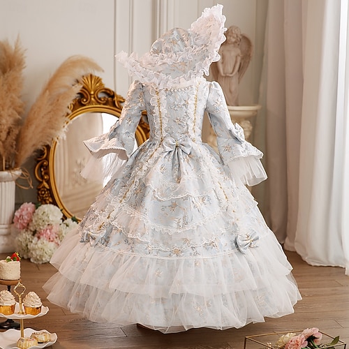 Rococo Steampunk Fancy Maxi Party Costume Accessories Bell Sleeve Princess Bow Retro Ball Gown Point Fancy Dress Girls' Royal Christmas Halloween