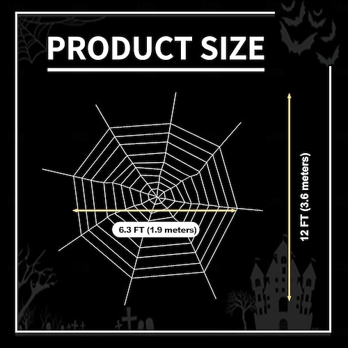  Halloween Spider Web Large 12FT Halloween Decorations - Realistic Spider String Rope Props, Round Fake Cobweb Elastic Belt for Indoor Outdoor Party Favor