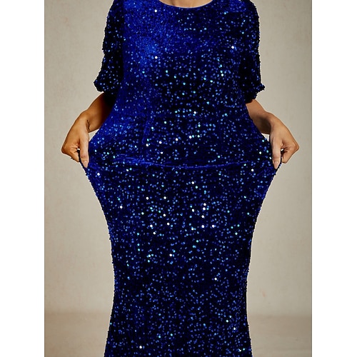 Γυναικείο Φόρεμα Maxi με Παγιέτες Φόρεμα Σατέν A Line Φόρεμα Σαφώς Φόρεμα Σατυρικό Πάρτι Γενεθλίων Κανονική Λαβή Ενιαίο Χρώμα Κοντά Μανίκια Crew Neck Ρουαγιάλ Μπλε Άνοιξη Φθινόπωρο Χειμώνας  Γυναικείο Φόρεμα Maxi με Παγιέτες Φόρεμα Σατέν A Line Φόρεμα Σαφώς Φόρεμα Σατυρικό Πάρτι Γενεθλίων Κανονική Λαβή Ενιαίο Χρώμα Κοντά Μανίκια Crew Neck Ρουαγιάλ Μπλε Άνοιξη Φθινόπωρο Χειμώνας