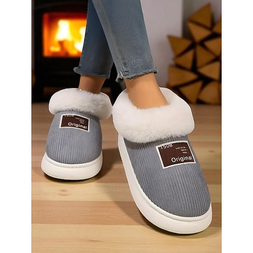Acquista Pantofole da donna invernali toast calde pantofole in cotone peluche per uomo scarpe pelose con suola spessa antiscivolo per la casa per coppie in Italia a partire da 20