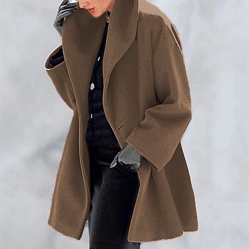 Women's Coat Faux Fur Coat Warm Comfortable Buttons Furs & Leathers Casual Plain Vacation Street Casual Daily Wear Long Turndown Regular Fit Long Sleeve Outerwear Light Blue Black White Fall Winter