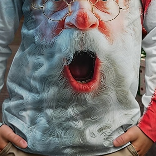  Jul Pojkar 3D Grafisk jultomten T-shirt Långärmad Vår Höst Mode Grundläggande Barn 4-12 år Rund hals Utomhus Ledigt Dagligen Normal