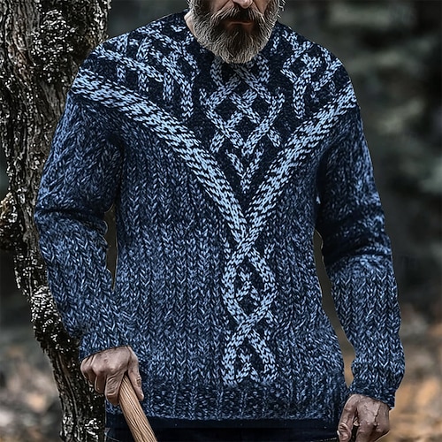 Pull Viking Homme Motif Loup 3D - Sweatshirt Manches Longues Style Médiéval Gothique - Taille Grande - 6