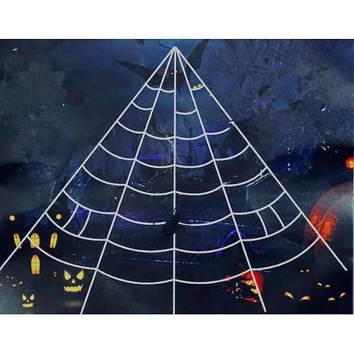  Halloween Spider Web 22.9 X 18 Ft Triangle Web with Gutter Hook Set White Halloween Spider Web with Gutter Hook Set Easy to Decor Outdoor Yard