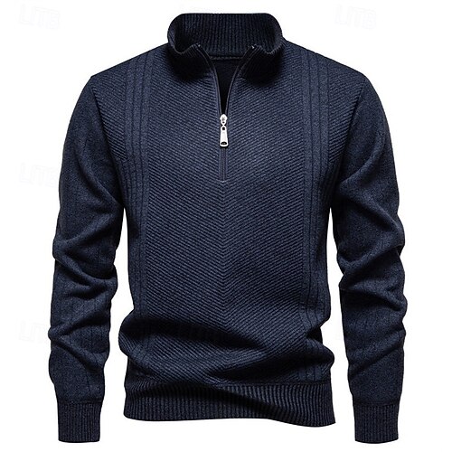 Mens Soft Half Zip Funnel Neck Pullover Jumper Sweater Mens Soft Half Zip Funnel Neck Pullover Jumper Sweater