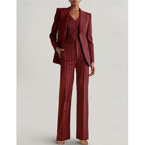 Femmes Costumes 3 pièces Formel robe demoiselle d honneur Soirée Formelle Élégant Simple manche longue Longueur cheville Revers de pointe Simple Boutonnage