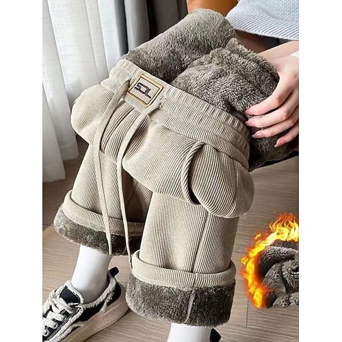 Per donna Pantaloni in Pile Chinos Moda Streetwear Lunghezza intera Vita Alta Semplice Tasca Fascia Elastica Comodo Morbido Confortevole Elasticizzato All'aperto Streetwear Grigio scuro Nero Cachi  Per donna Pantaloni in Pile Chinos Moda Streetwear Lunghezza intera Vita Alta Semplice Tasca Fascia Elastica Comodo Morbido Confortevole Elasticizzato All'aperto Streetwear Grigio scuro Nero Cachi