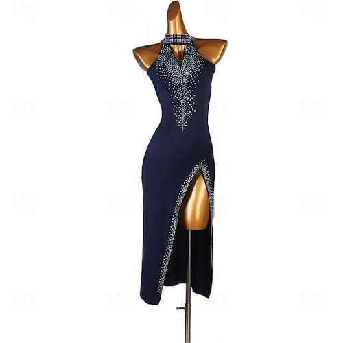 navy blue dance dress ZOLA NAVY ASSYMETRICAL DANCE DRESS – Co9dancecostumes main image 1
