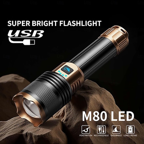 bright rechargeable flashlights NightBuddy Super Flashlight ideal for camping Super Bright LED Flashlight, 6000