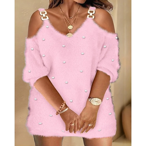 Női Midi ruha Melegítőruha hétköznapi ruha Elegáns Divat Modern Szabadtéri Iroda Napi Normál Sima Hosszú ujj Félvállas Arcpír rózsaszín Tél Ősz  Női Midi ruha Melegítőruha hétköznapi ruha Elegáns Divat Modern Szabadtéri Iroda Napi Normál Sima Hosszú ujj Félvállas Arcpír rózsaszín Tél Ősz