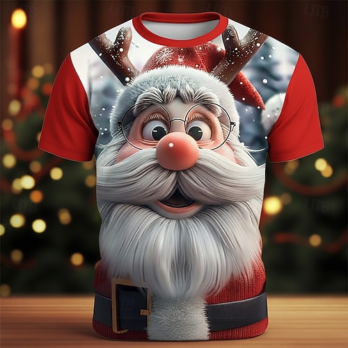 Kerstmis Voor heren Kerstman T-shirt Korte mouw T-shirt 3D-afdrukken Strakke ronde hals Overhemd Dagelijks Ontwerper Artistiek Vakantie Feest Straat Wit Rood Alle seizoenen Kleding S M L XL XXL XXXL  Kerstmis Voor heren Kerstman T-shirt Korte mouw T-shirt 3D-afdrukken Strakke ronde hals Overhemd Dagelijks Ontwerper Artistiek Vakantie Feest Straat Wit Rood Alle seizoenen Kleding S M L XL XXL XXXL
