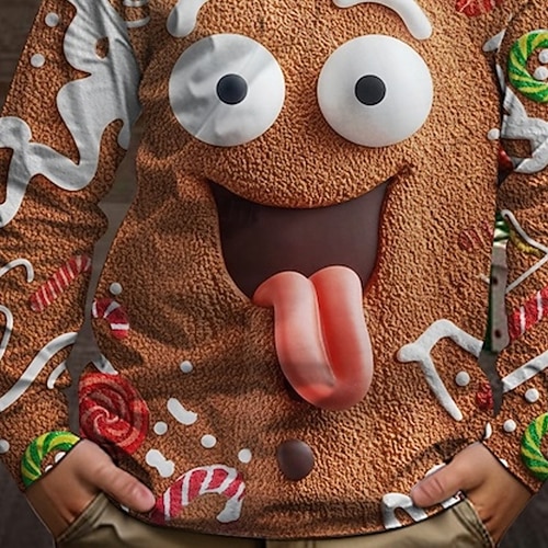  Jul Pojkar 3D Grafisk Tecknat Pepparkakor män T-shirt Långärmad Vår Höst Mode Grundläggande Barn 4-12 år Rund hals Utomhus Ledigt Dagligen Normal