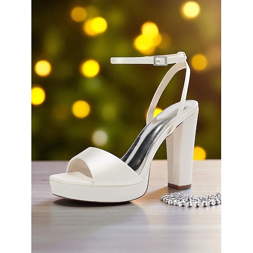 Women's Nude Satin Platform High Heel Sandals with Ankle Strap - Elegant  Dress Shoes for Formal Occasions and Cocktail Parties 2026 - 54.99
