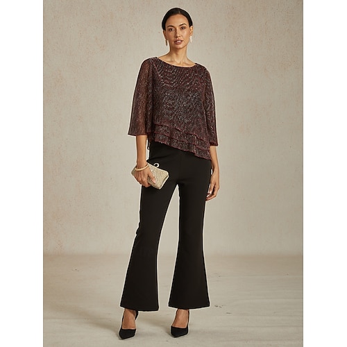 Femmes Chemisier Hauts Élégants Hauts fluides Hauts en mousseline de soie Élégant ancien Occasionnel Manche 3/4 Col ras du cou Col Bateau Travail Quotidien Tenues pour un rendez-vous galant  Femmes Chemisier Hauts Élégants Hauts fluides Hauts en mousseline de soie Élégant ancien Occasionnel Manche 3/4 Col ras du cou Col Bateau Travail Quotidien Tenues pour un rendez-vous galant