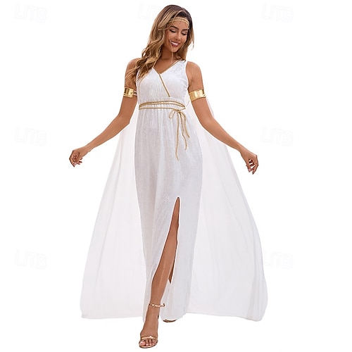 Ancient Greek Roman Dress Fancy Costume Toga Dress Goddess Fancy Dress Women's Halloween Carnival Performance Party Adults Dress More Accessories