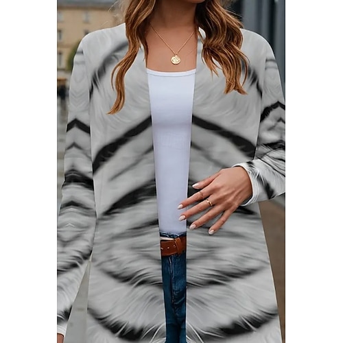  Női Ballonkabát Könnyű Kényelmes Nyomtatott Szüret Divat Alkalmi Állat Hétköznapi Szokványos Gallér nélküli Normál Hosszú ujj Felsőruházat Ezüst Sárga Barna Tavasz Ősz