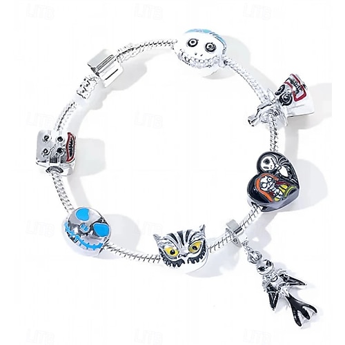  Halloween Advent Calendar Treasures Charm Bracelet Bead Bulk Set Advent Calendar 2025 Jewelry DIY Ornament Making Kit Halloween Horror Favors Night Countdown Decorations Before Christmas Gift