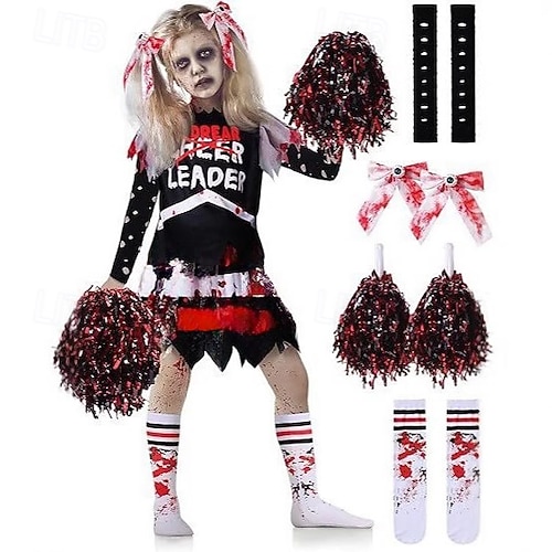 Zombie pompom girl Halloween Robe Plus d'accessoires Costume Horreur Déguisement effrayant Enfant Fille Halloween Carnaval Performance Soirée Déguisements d'Halloween faciles Se déguiser Zombie pompom girl Halloween Robe Plus d'accessoires Costume Horreur Déguisement effrayant Enfant Fille Halloween Carnaval Performance Soirée Déguisements d'Halloween faciles Se déguiser