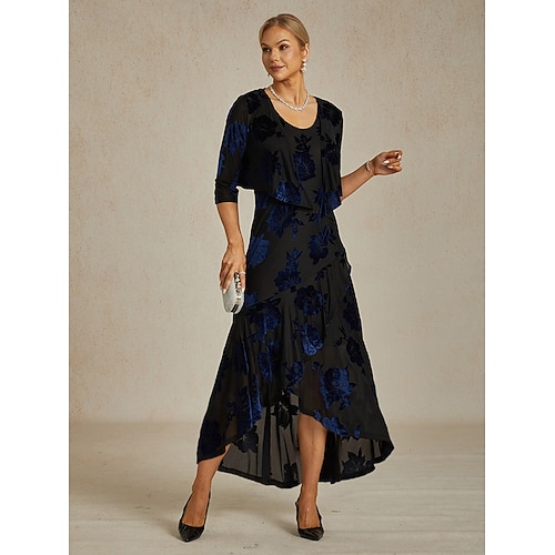  Женские бархатные накидки цветочные элегантные винтажные рукав 3/4 V-образный вырез для гостя на свадьбе вечерняя одежда вечерняя вечеринка темно-синее осень зима