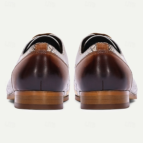  Chaussures à lacets pour hommes à imprimé python – motif peau de serpent unique avec un design colorblock tendance, mode moderne pour la vie nocturne, les cocktails et les événements de mode