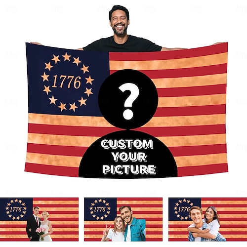  Индивидуальный постер с изображением американского флага к 250-летию с фотографией. Создайте свой собственный дизайн для декора, клубов, концертов, баров, общежитий, гостиных, спален.
